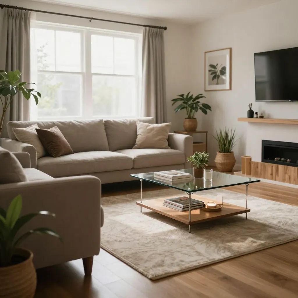 Middag leefruimte met gebalanceerd licht